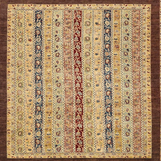 Ahgly Company Tapis d'Intérieur Carrés Abstraits Brun Terre de Sienne, Tapis de Zone Abstraits, 3 Pieds Carré