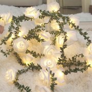 Rose Shaped Led String Lights | Fairy Rose Lights Lanterns | Decorative Ambient Lighting for Bedroom Wall, Wedding, Party, Holiday, and Home Decor | Warm Glow Battery Operated Indoor Room Decoration