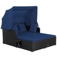 thumbnail image 2 of Costway Patio Rattan Daybed Lounge Retractable Top Canopy Side Tables Cushions Navy, 2 of 10
