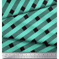 thumbnail image 3 of Soimoi Green Poly Georgette Fabric Diagonal Stripe Print Fabric by Yard 52 Inch Wide, 3 of 5