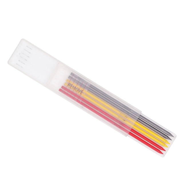 Recharges de Crayons de Marquage, Recharge de Crayons de Charpentier Longueur 120 mm Grand Application Imperméable pour le Travail du Bois Noir Graphite, Cire Rouge, Cire Jaune, Cire Rouge Jaune, Noir Rouge Jaune