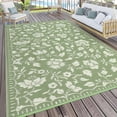 thumbnail image 1 of Nanan 5x8 Waterproof Outdoor Rug, All-Weather Floral Pattern Patio Mat, UV Resistant, Stain Resistant, Easy Clean Plastic Rug for Yard, Deck, Balcony, Camping,Gray Green/Ivory White, 1 of 8