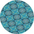 thumbnail image 1 of Ahgly Company Tapis Rond Lavable en Machine Intérieur Transitionnel Vert Cyan Foncé, 3 Pieds Rond, 1 of 7