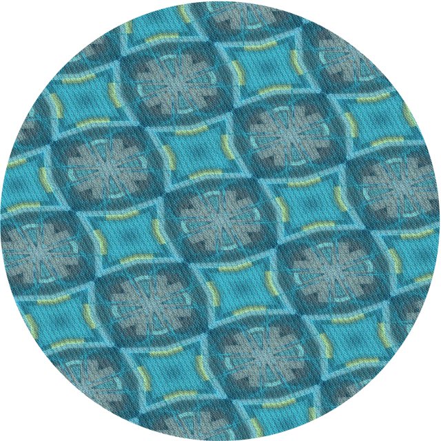 Ahgly Company Tapis Rond Lavable en Machine Intérieur Transitionnel Vert Cyan Foncé, 3 Pieds Rond