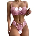 thumbnail image 4 of Fankiway Womens Hollow Out Lace Solid Color Sexy Sling Pajama Set Sexy Lingerie Set, 4 of 5