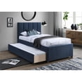thumbnail image 2 of Meridian Furniture Harper Navy Linen Textured Fabric Twin Trundle Bed, 2 of 11