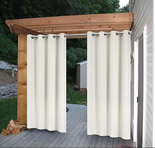 Cross Land Rideaux d'Extérieur Imperméables pour Patios, Auvent de Gazebo, Rideaux d'Intimité, Stores/stores, Rayures, Draperies pour Patio, Porche, Porte, Pergola, Cabane, Gazebo, Quai, Ivoire, Deux Pièces (54"x108 Pouces, Blanc)...