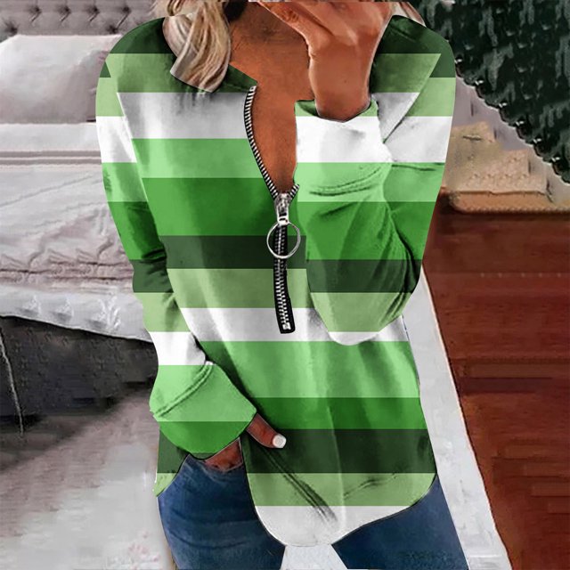 Chandails à Capuchon Mode pour Femmes 2023 Hauts Automne Manches Longues Ample Chandail à Enfiler Chemise Chic Décontracté Dames Rayé Col Rond Chandails 50 % de Rabais Liquidation Costumes d'Halloween/Noël