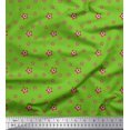 thumbnail image 1 of Soimoi Green Rayon Crepe Fabric Red & Blue Star Fabric Prints By Yard 46 Inch Wide, 1 of 3