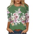 thumbnail image 2 of Xihbxyly Hauts pour Femmes Décontractés Mode pour Femmes Manches Trois Quarts Rétro Col Rond Imprimé de Pâques Hauts Amples Blouse, 2 of 4