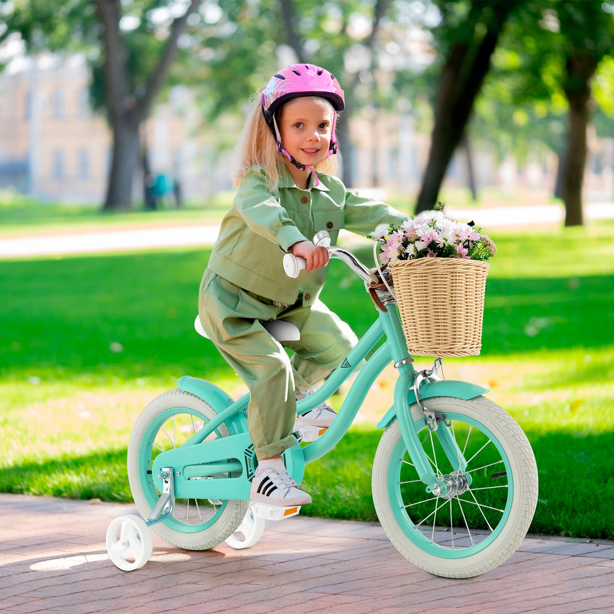 Gymax 14'' Retro Style Kids Bike Bicycle w/ Height Adjustable Handlebar & Seat Green