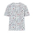 thumbnail image 4 of Scyoekwg Hauts pour Femmes Tendance Décontracté Col Rond T-Shirt Régulier Été Léger Imprimé Floral Graphique Tee Manches Courtes T-Shirts Confortables Blouses Amples Confortables (Gris, S), 4 of 4