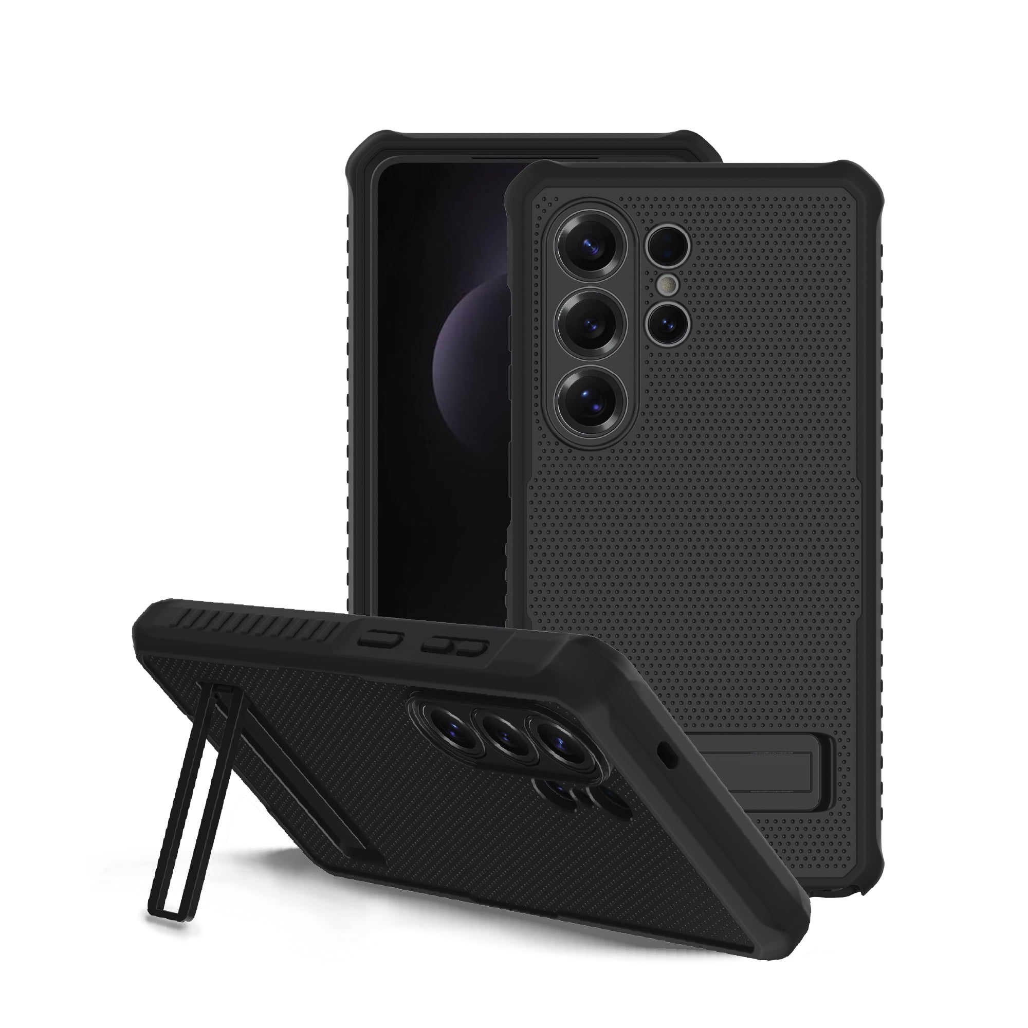 onn Magnetic Compatible Rugged Phone Case with Kickstand for Samusung Galaxy S26 Ultra - Black
