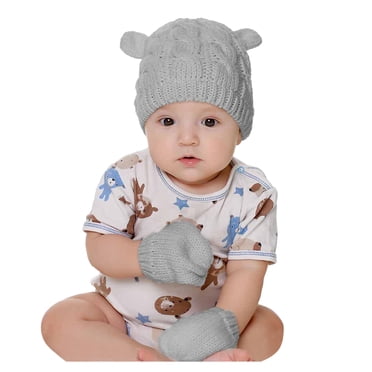 XZNGL Tuque pour Nouveau-Né Garçon Fille Bonnet Coton Tricoté Hiver Chaud Chapeaux+gants Ensemble