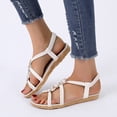 thumbnail image 2 of Kcodviy Ladies Suede Rhinestone Elastic Fuzzy Sandals for Women Band Open Toe Flat Sandals Women Flip Flop Roman Sandals, 2 of 9