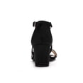 thumbnail image 4 of BLISSFUL STEP Women's Open Toe Cross Strap Mid Block Heel Sandals Black 8, 4 of 9