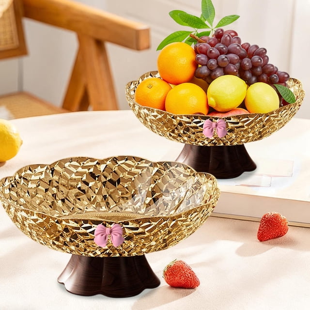 RKSTN Fruit Plates 9.84 Inches Fruit Plates High Value Lights Pitches Fruit Plates Household Living Room Coffee Table Candy Plates Upscale Snack Plates Placement Plates