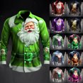 thumbnail image 4 of Kcodviy Mens Christmas Santa Digital Button Down 3D Printed Button Lapel Mens Short Sleeve Shirt Long Sleeve Shirt Top, 4 of 4