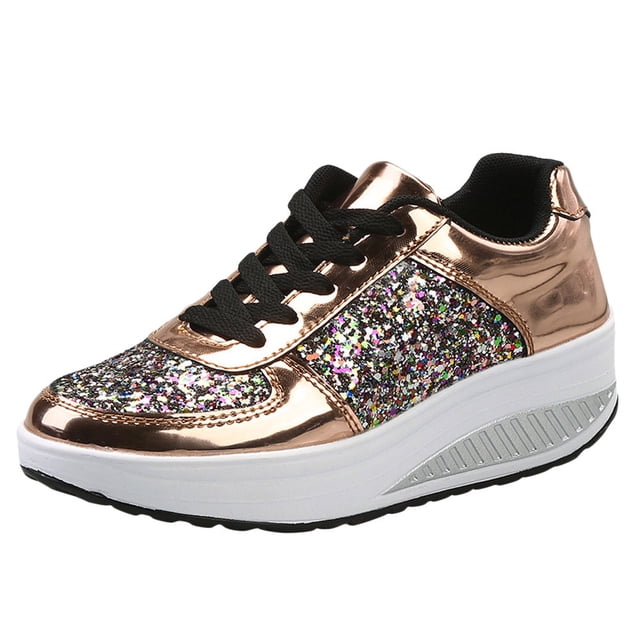 Kcodviy Chaussures pour Dames Filles Femmes Chaussures de Sport Espadrilles pour Femmes Sport Paillettes Chaussures Compensées Espadrilles Sandales pour Femmes Shake Femmes