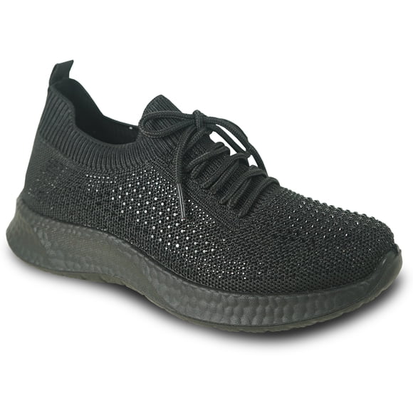 kozi Women Comfortable Fashion Sneaker Wedge Slip-On Loafer Shoe YQ3260 with Removable Insole Black