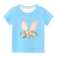 thumbnail image 1 of Penkiiy T-Shirts de Pâques pour Enfants Garçons Filles Mode Oreilles de Lapin de Pâques Imprimé Col Rond Manches Courtes 4 Ans Bleu, 1 of 4