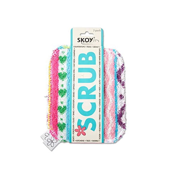 Skoy Scrub, Non-Scratching, Reusable Scrub for Kitchen and Household Use, Environmentally-Friendly, Dishwasher Safe, 2-Pack – Assorted Colors