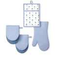 thumbnail image 1 of Beautiful Home by Drew Barrymore 4-Piece Oven Mitt, Pot Holder, Mini Mitt Set, Cornflower Blue, 1 of 7