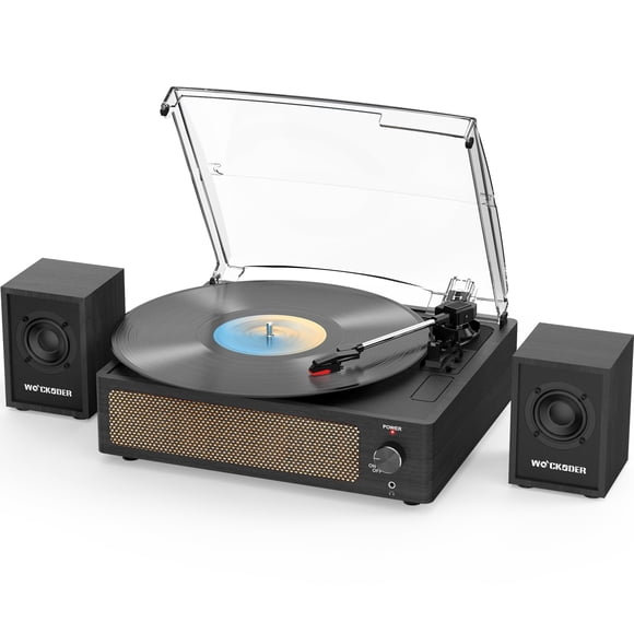 Record Player with Passive Bookshelf Speakers Belt-Drive Vintage Turntable for Vinyl Records External Dual Stereo Speakers LP Players 3 Speed Wireles