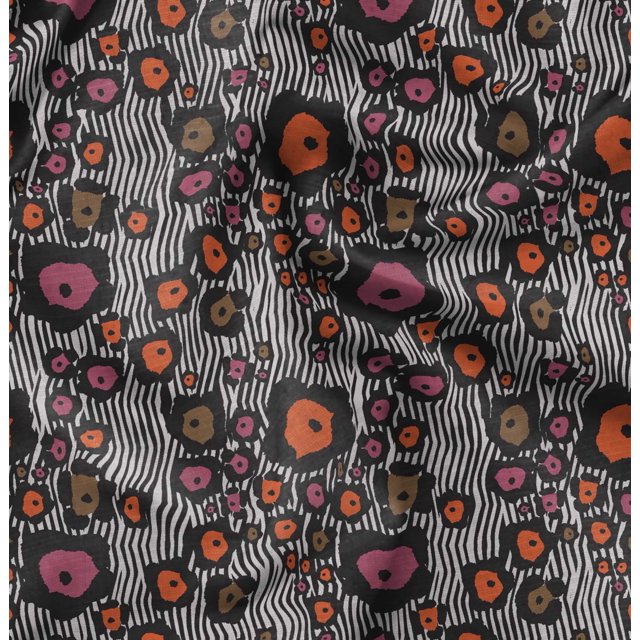 Soimoi Gray Rayon Crepe Fabric Wild Animal Skin Fabric Prints by Yard 46 Inch Wide