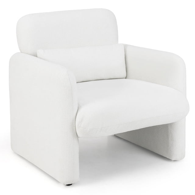 Costway 1 PCS Chenille Accent Chair with Removable Lumbar Pillow Thick Seat Cushion Backrest