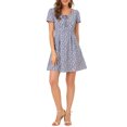 thumbnail image 1 of INSPIRE CHIC Robe de Bal Ligne A à Encolure Carrée Imprimée à Manches Courtes pour Femme TG Violet-Floral, 1 of 8