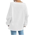 thumbnail image 5 of Women's Off Shoulder Sweatshirt Adjustable Drawstring Oversized Long Sleeve Shirt Pullover Basic Slouchy Clothes 2025, 5 of 5