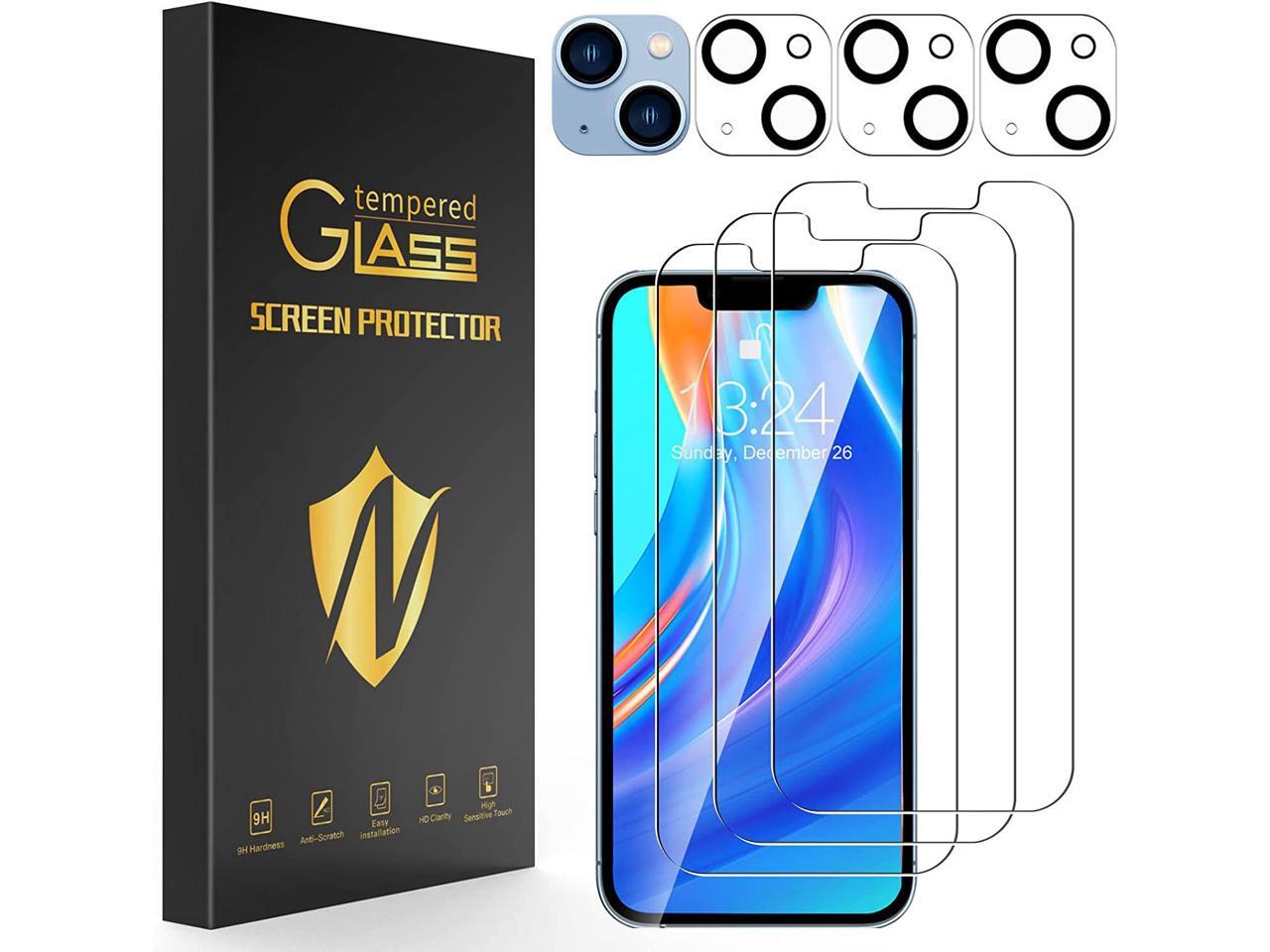 3 Pack Screen Protector for iPhone 14 Plus 6.7 inch with 3 Pack Camera Lens Protector, HD Clear Tempered Glass iPhone 14 Plus Screen Protector, 9H Hardness