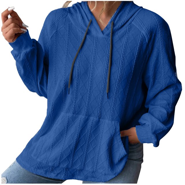 cfhntfmh Womens Hoodies Fall Fashion 2024 Drawstring Sweatshirts Pullover Long Sleeve Solid Color Fall Outfits