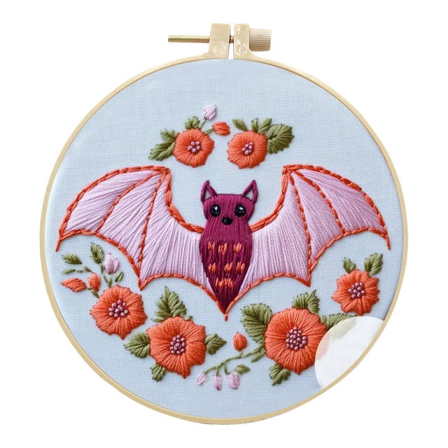Kit DJN d'Halloween – Ensemble de Broderie & Chauve-Souris avec Tissu à Fil Anneau & Outils / Déco Bricolage Jouets et Passe-Temps Arts & Artisanat & Jouets Bricolage