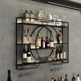 thumbnail image 1 of 39in Metal Wall Mounted Wine Rack, 3-Tier Bar Shelf  with Glass Holder, Modern Large Capacity Bar Liquor Bottle Display Shelf for  Dining Room & Kitchen, 1 of 7