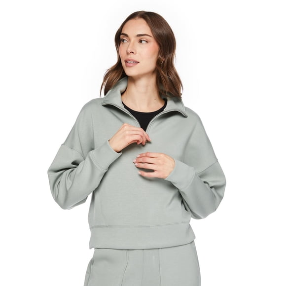 Chandail en scuba zippé au quart George pour femmes