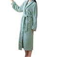 thumbnail image 1 of FAIWAD Robe pour Femme à Manches Longues, Col à Revers, Peignoir Long en Peluche, Pyjama en Molleton Doux avec Poche et Ceinture, 1 of 3