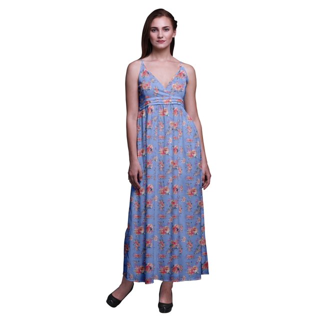 Bimba Robe Longue Maxi à Bretelles Spaghetti Ajustables à Imprimé Floral, Tenue de Plage d'Été - XX-Grand