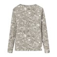 thumbnail image 4 of Pompotops Femmes Dames Col Rond Hauts Amples Décontractés T-Shirts Imprimés Blouse à Manches Longues en Solde, 4 of 5