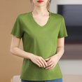thumbnail image 2 of Timegard Womens Tops V Neck Short Sleeve Comfy Solid Color Basic Tee Casual Loose Workout Top Summer, 2 of 4
