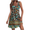 thumbnail image 2 of Ovzne Robes pour Femmes Robe Femme Été Mode Imprimé Poche Sans Manches Robe à Col en V Grande Taille Robe Maxi Imprimée Liquidation, 2 of 7