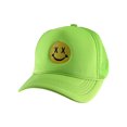 thumbnail image 1 of Gravity Threads Smile Face Embroidery Adjustable Trucker Hat - Cross Eye - Neon Green, 1 of 2