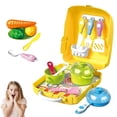 thumbnail image 1 of MesaSe Kids Pretend to Play Set Toys  Children‘s Simulation Jewelry Dressing Table Toothbrush Tool Set Kitchen Tableware with Backback Box for Boys Girls  White, 1 of 9