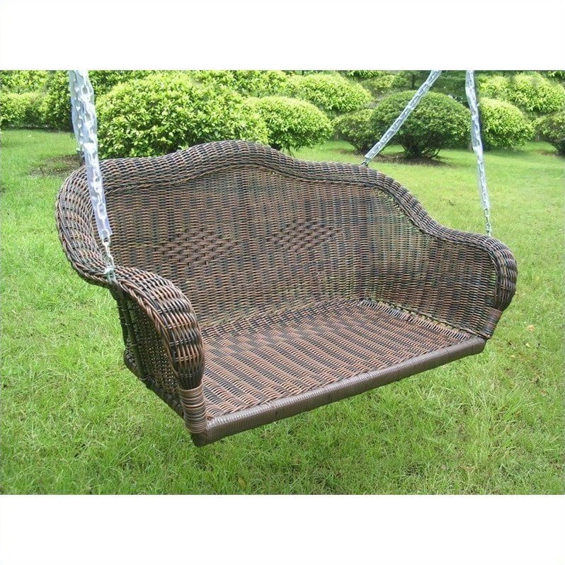 International Caravan Monaco Resin Patio Hanging Swing-Mocha