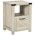 thumbnail image 1 of HOMCOM Table d'Appoint Style Ferme avec Tiroir de Rangement, Étagère Ouverte, 1 of 10