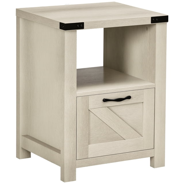 HOMCOM Table d'Appoint Style Ferme avec Tiroir de Rangement, Étagère Ouverte