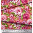 thumbnail image 3 of Soimoi Poly Georgette Fabric Leaves & Peony Floral Print Sewing Fabric Yard 42 Inch Wide, 3 of 5