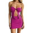 thumbnail image 3 of Faithtur Robe Moulante Enveloppante pour Femmes Couleur Unie Sans Bretelles Robe Cocktail Été Fête Boîte de Nuit Dos Nu Mini Robe, 3 of 9