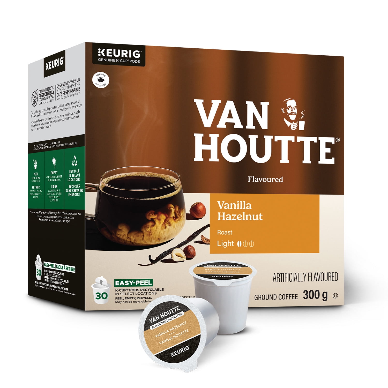 Van Houtte Vanilla Hazelnut, Light Roast, K-Cup Coffee Pods, 30